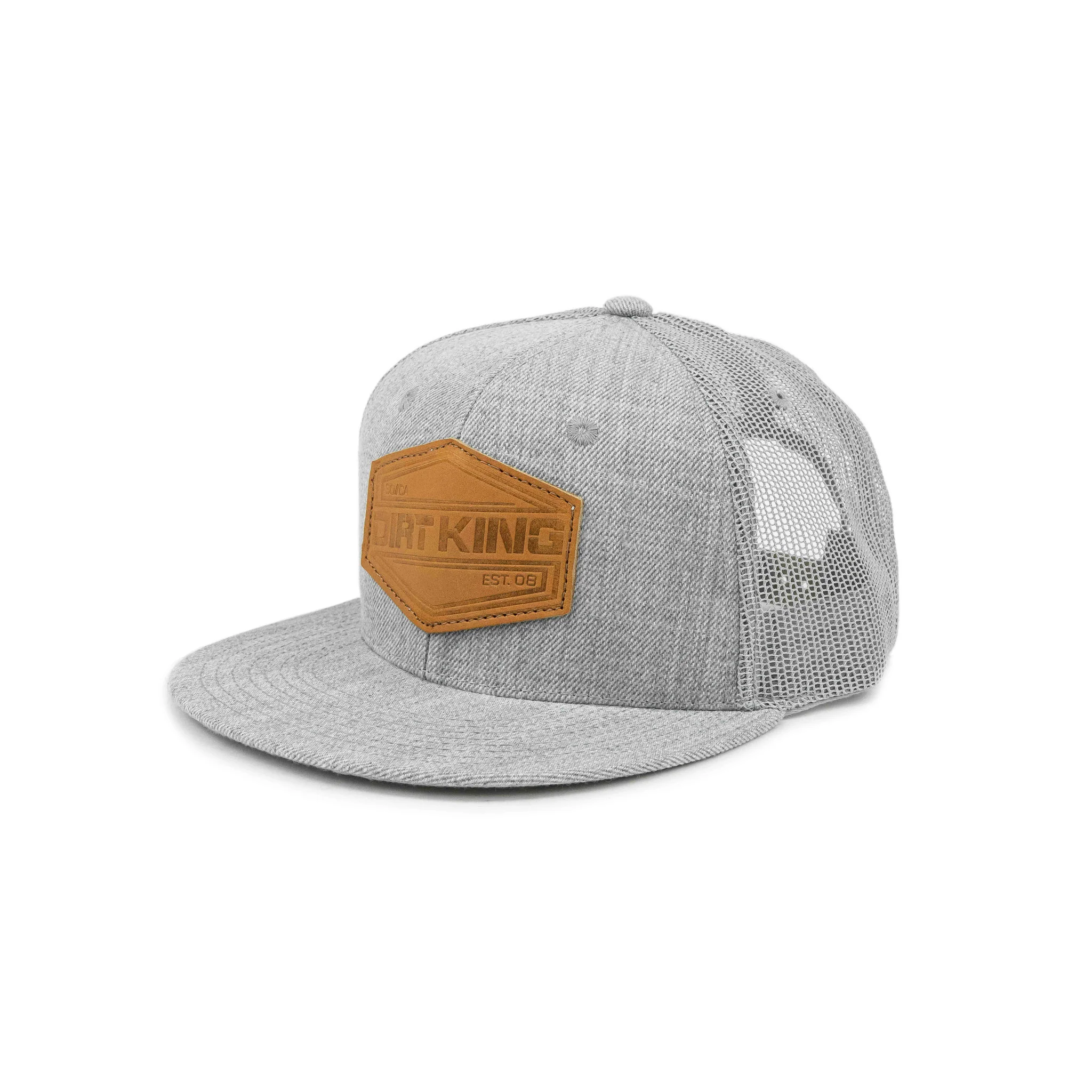 Mesh Snapback Hat With Leather Hex Patch - Image 4